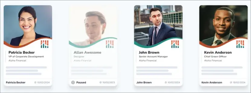 HiHello digital business card design and customization example.