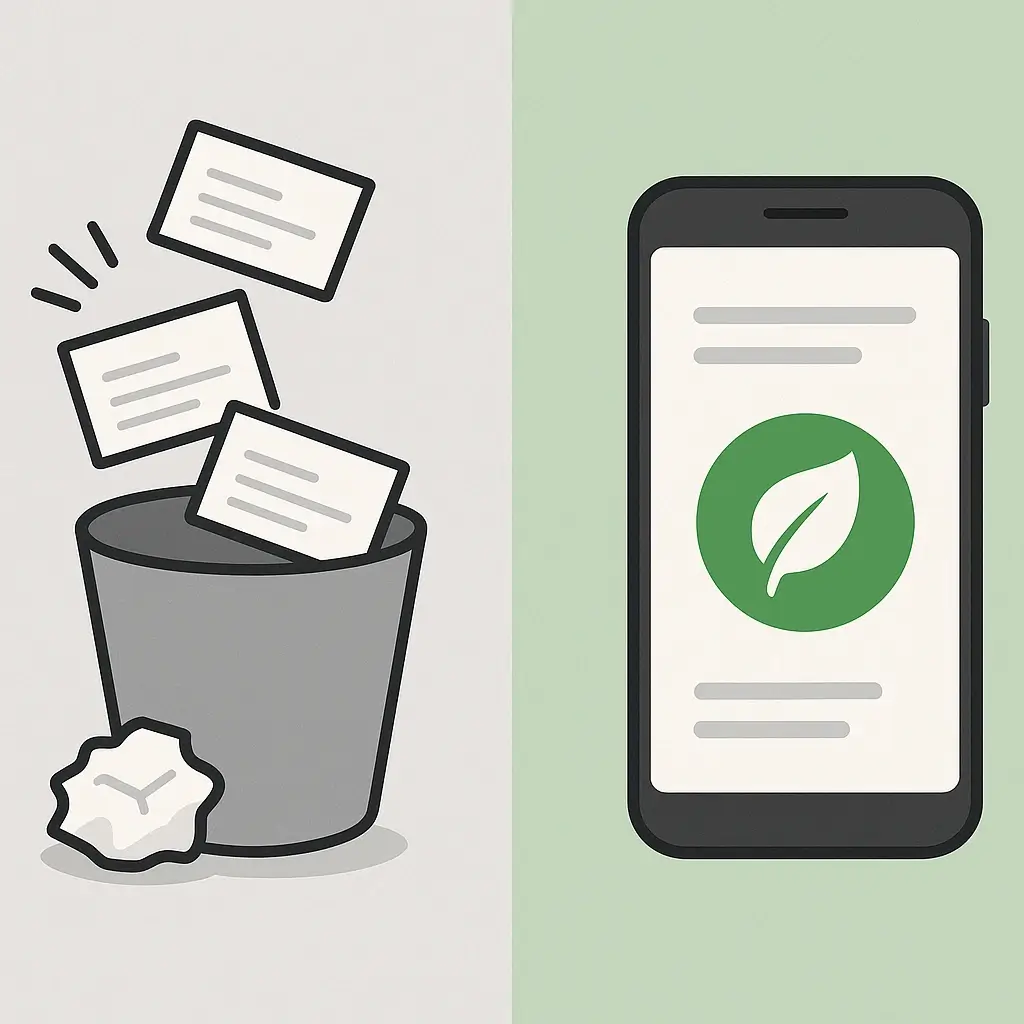 paper business cards thrown away