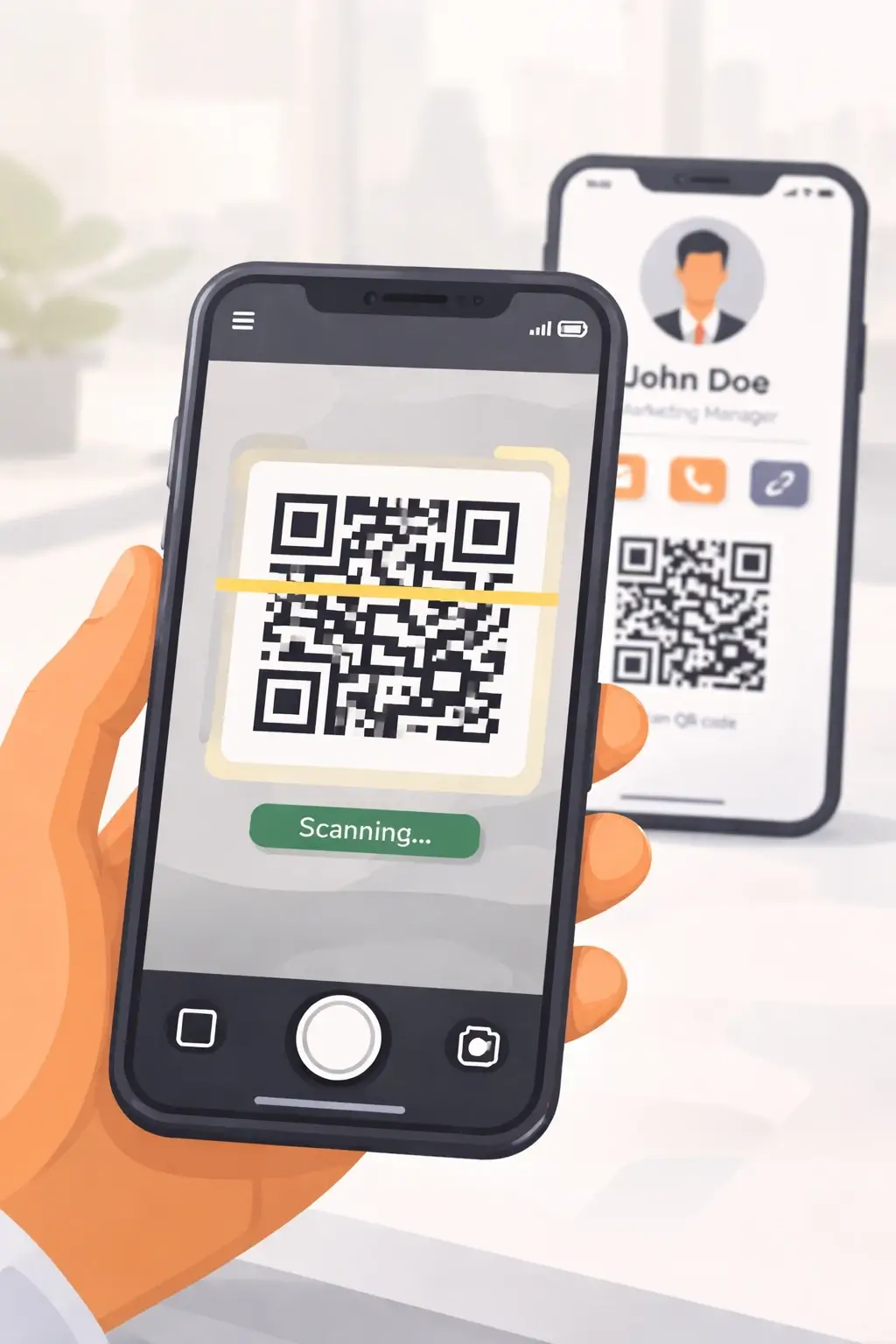 Testing a QR code business card on a smartphone